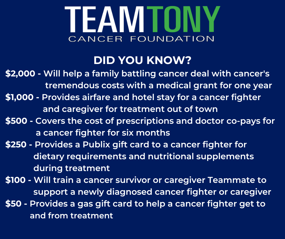 Team tony cancer foundation flyer.