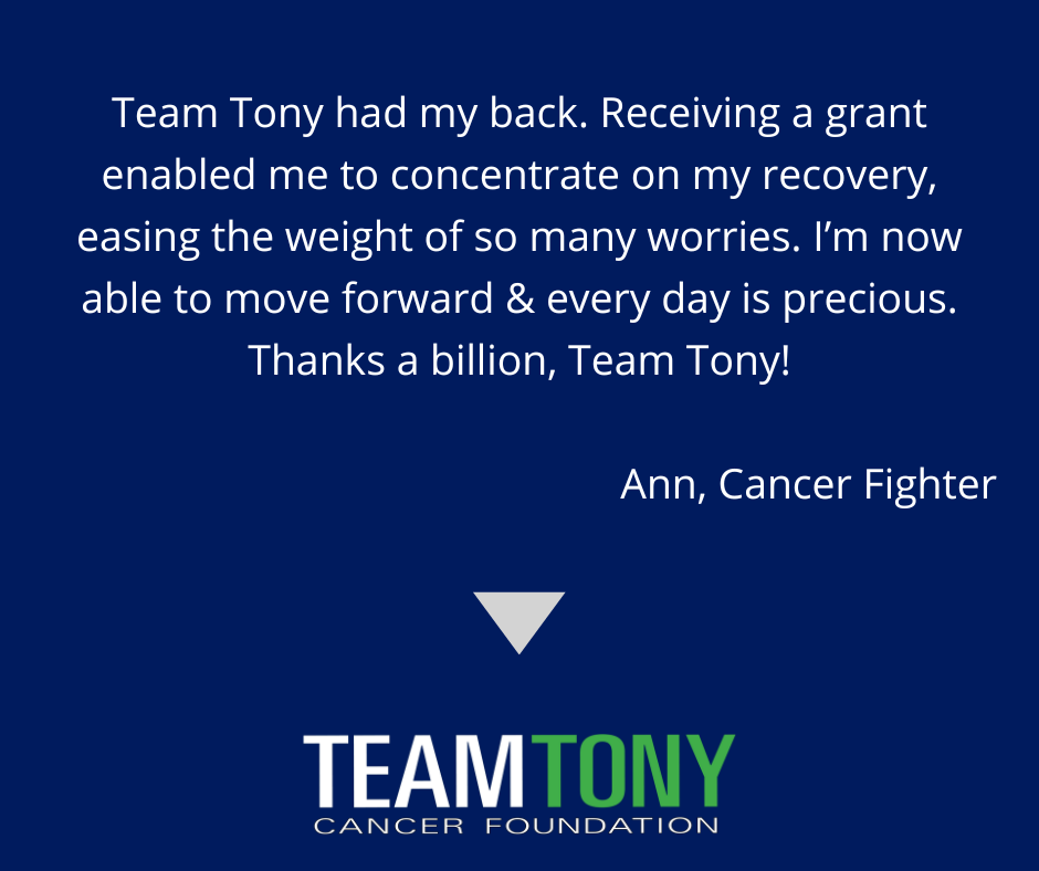 Team tony back receiving grant recovery.